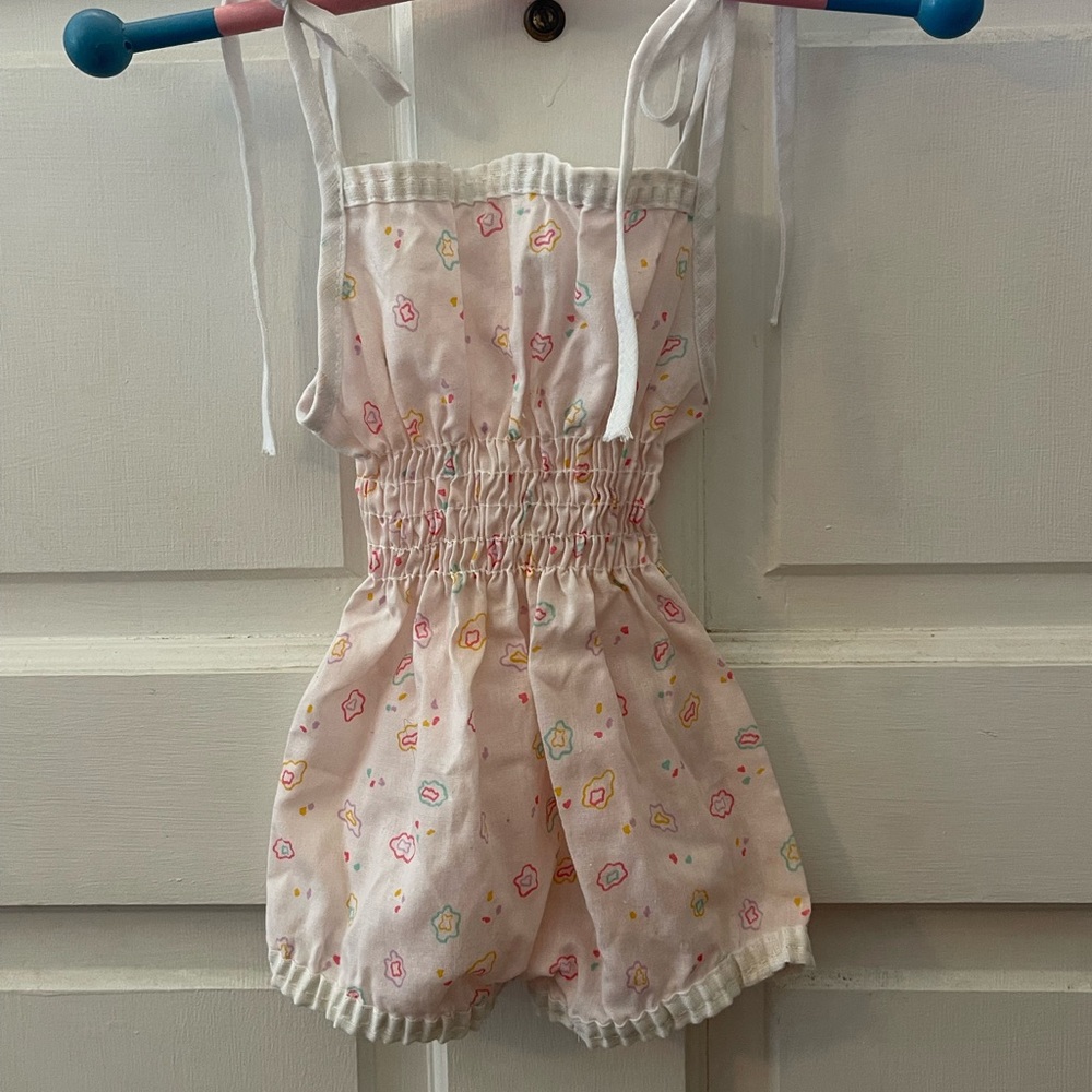 Vintage Pink Patterned Baby Romper